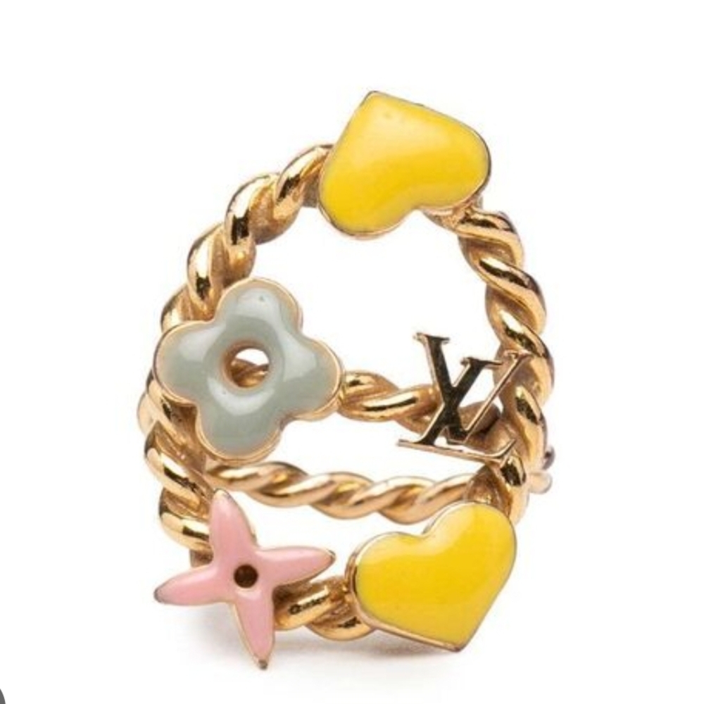Louis Vuitton Monogram Berg Sweet Gold Ring with Yellow and Pink Accents